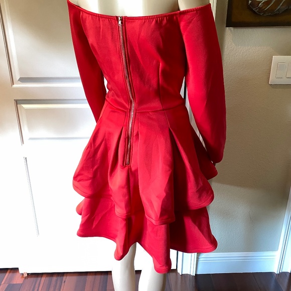 41 - RED LONG SLEEVE MINI DRESS - Picture 10 of 15